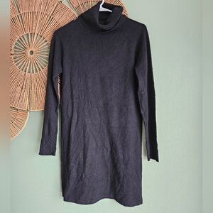 Quince 100% Cashmere Black Turtleneck Sweater Dress